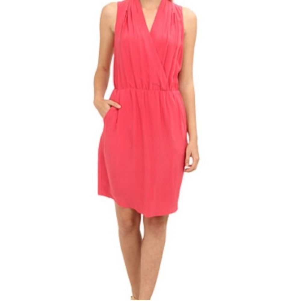 Rachel Roy Draped Silk Strawberry Twist Dress